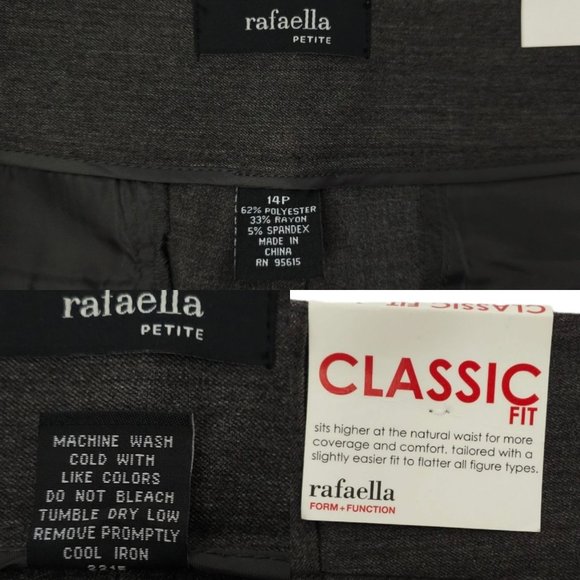 Rafaella Petite Classic Fit Pants Womens 14P Tapered Leg 2 Way Stretch Gab NEW - Picture 7 of 12